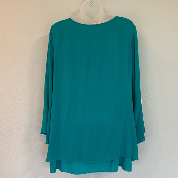 Soft Surroundings lined teal flowing blouse PXL - Picture 5 of 8